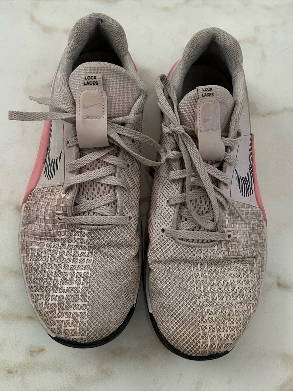 Nike Women's Light Taupe and Pink Training Sneakers